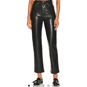 Agolde Black Straight Leg Pants Sleek Leather